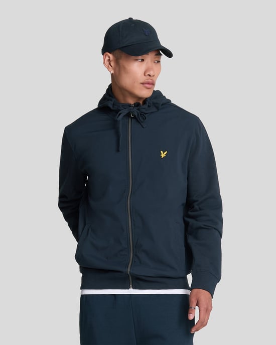 Lyle & Scott Hybrid sudadera con capucha azul marino oscuro con cremallera - Image 1