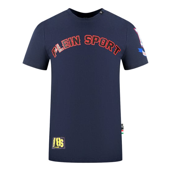 Plein Sport camiseta azul marino con logos multicolores - Image 1