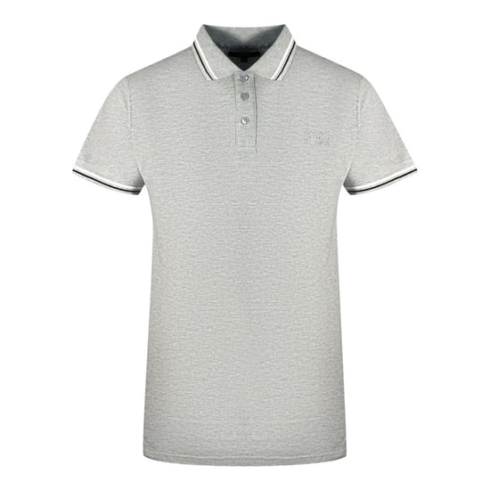 Camiseta Polo Gris con Cuello a Rayas Doble de Cavalli Class - Image 1