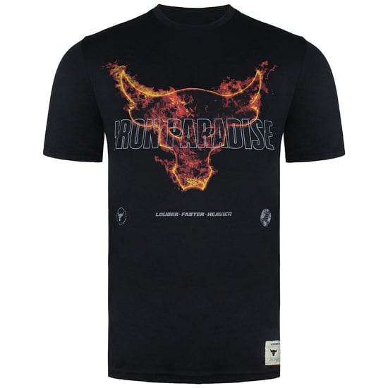 Under Armour X Project Rock Fire Camiseta de cuello negro de manga corta Camiseta para hombre 1361732 001 - Image 1