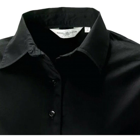 Russell Collection Ladies/Womens Long Sleeve Easy Care Oxford Shirt (Black) - Image 3