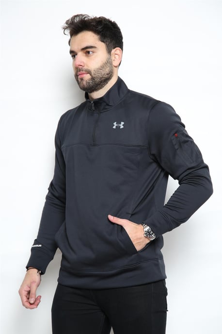 Under Armour Chaqueta de chándal con cremallera de un cuarto de tejido polar para hombre en negro - Image 3