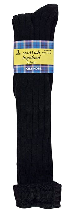 Mens Wool Kilt Socks | Warm Knee High Socks | Breathable Outdoor Long Boot Socks for Men - Black - Image 2