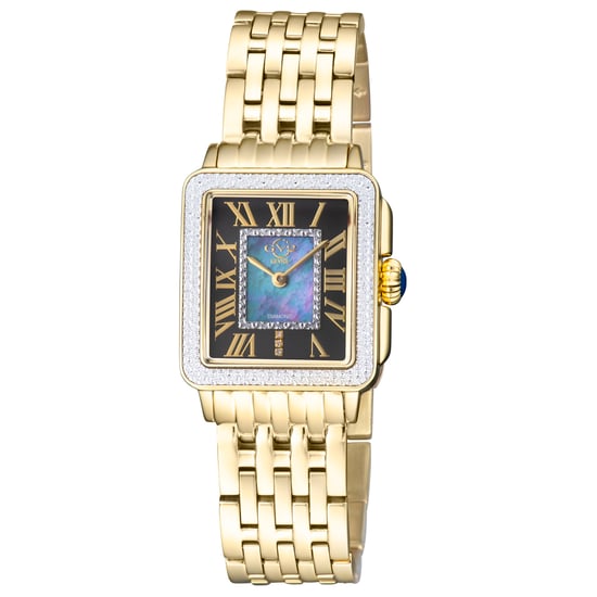 Reloj GV2 para mujeres Padova 12307B con movimiento de cuarzo suizo, esfera de nácar y diamante, correa de acero inoxidable chapado en oro amarillo. - Image 1