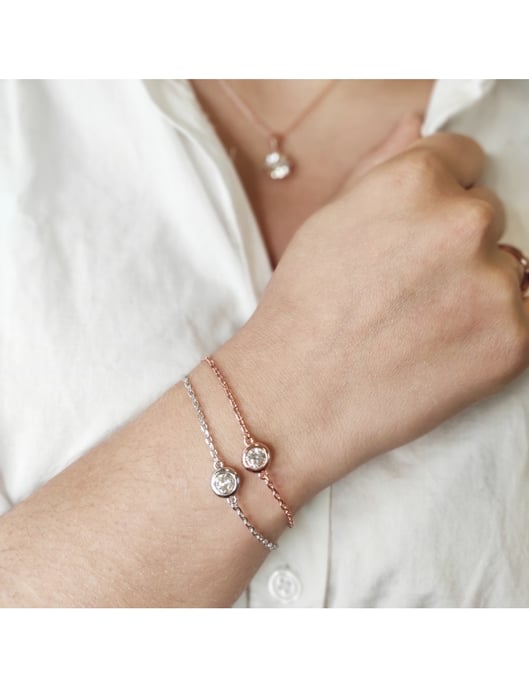 Pulseras con piedras de nacimiento: plata, oro rosa y cristal - Image 2