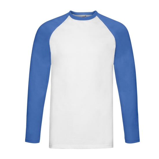 Fruit of the Loom Mens Contrast Long-Sleeved Baseball T-Shirt (White/Royal Blue) - Image 1