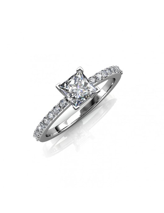 Anillo Cuadrado Simple - Plata y Cristal - Image 1