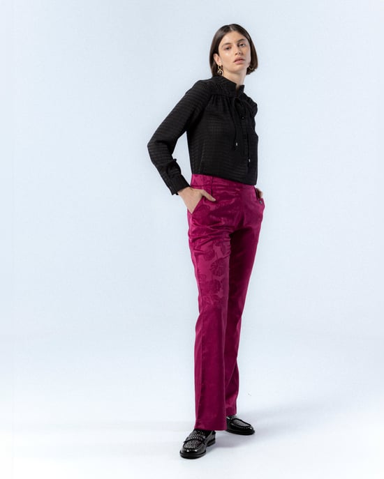 Fuchsia Jacquard Veronica Pants