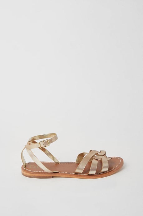 Wide Fit Leather Jaleesa Woven Flat Sandals - Image 2