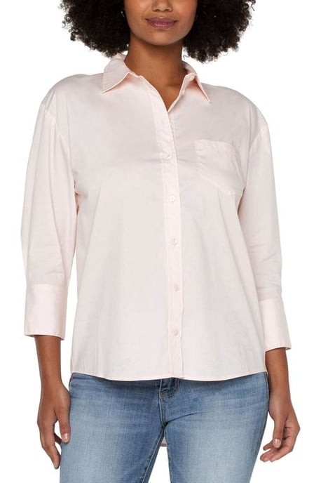 Oversize Classic Button Down Light Peony