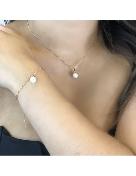Conjunto de perlas de cristal de luna llena - Oro rosa y cristal - Image 2