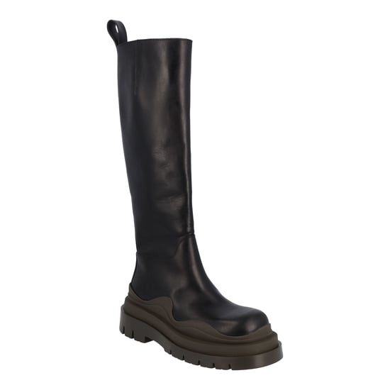 Bottega Veneta Women Tire Kneehigh Boots In Black And Camping - Image 1