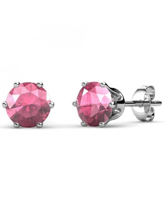 Pendientes Octubre con Piedra de Nacimiento - Plata y Rosa - Image 1