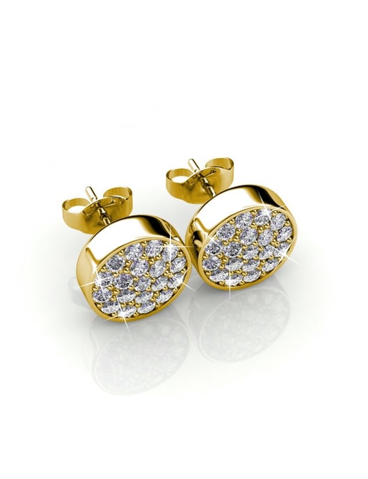 Pendientes Redondos - Oro y Cristal - Image 3