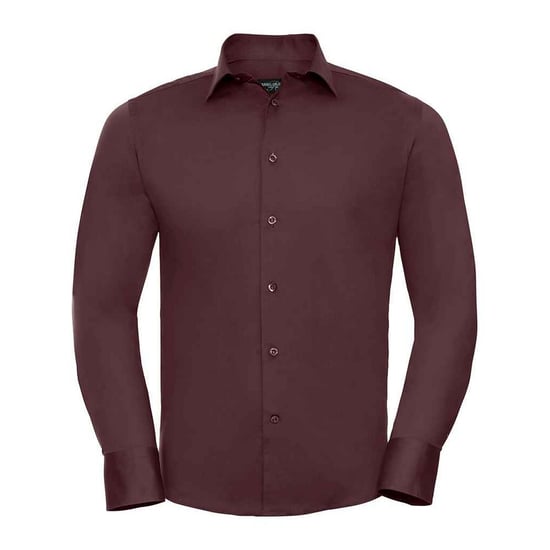 Russell Collection Mens Stretch Fitted Long-Sleeved Shirt (Port) - Image 1