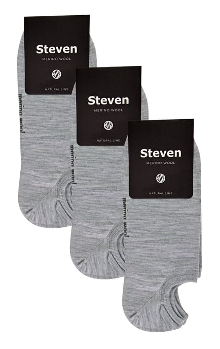 Steven - 3 Pares Multipack Calcetines Invisibles de Lana Merino para Hombre - Gris Claro - Image 2