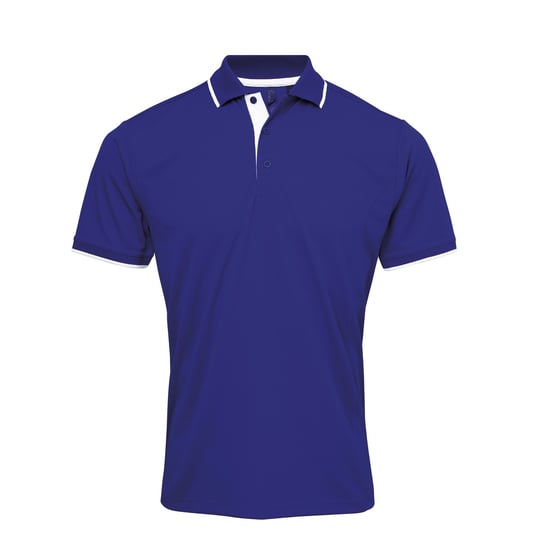 Premier Mens Contrast Coolchecker Polo Shirt (Royal/White)