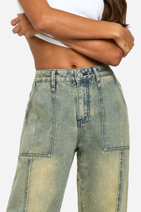 Vintage Dirty Wash Seam Detail Skater Jean - Image 4