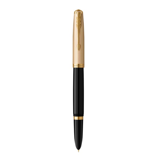 Parker 51 Fountain Pen Delux Black Medium 18k Gold Nib Black Ink Gift Box