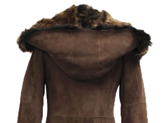 Womens Suede Toscana Sheepskin Hooded Trench Coat-Rushden