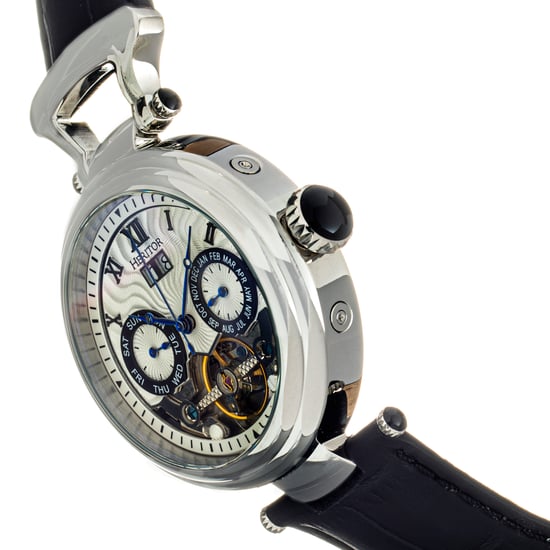 Heritor Automatic Ganzi Semi-Skeleton Leather-Band Watch