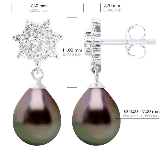 Earrings Real Cultured Tahiti Pearls Pear 8-9 mm - Image 2