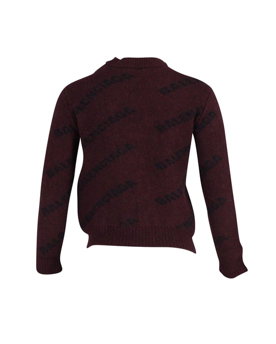 Balenciaga Logo Sweater in Red Print Wool - Image 3