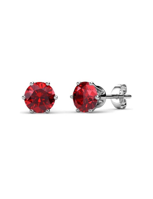 Pendientes de julio con piedra de nacimiento - Plata y rojo - Image 1