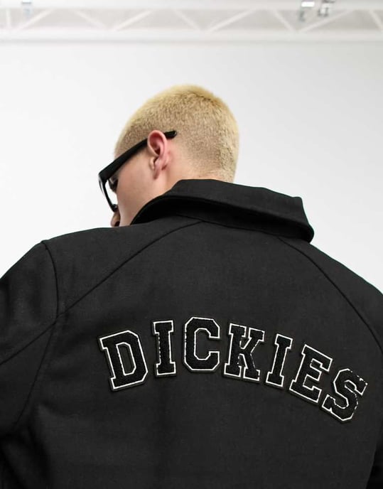 Dickies Unisex west vale varsity jacket in black with back embroidered logo - Image 3