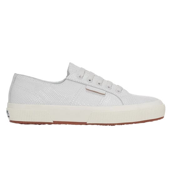 Superga Womens/Ladies 2750 Snake Print Grain Leather Trainers (Optical White) - Image 1