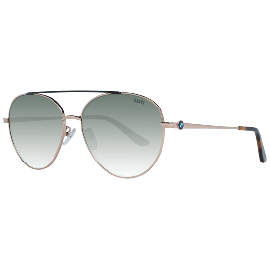 Gafas de sol BMW con montura en oro rosa brillante y lentes verdes degradadas - Image 1