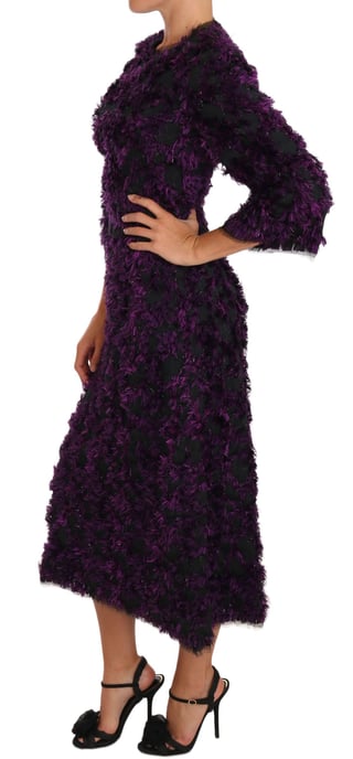 Vestido Sheath Midi con Flecos Púrpura de Dolce & Gabbana - Image 2