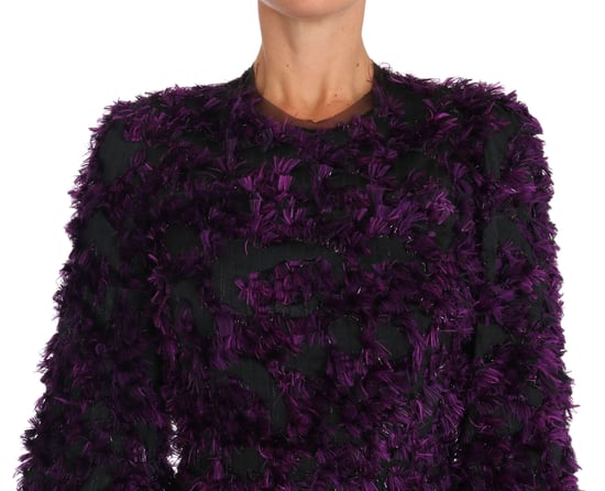 Vestido Sheath Midi con Flecos Púrpura de Dolce & Gabbana - Image 4