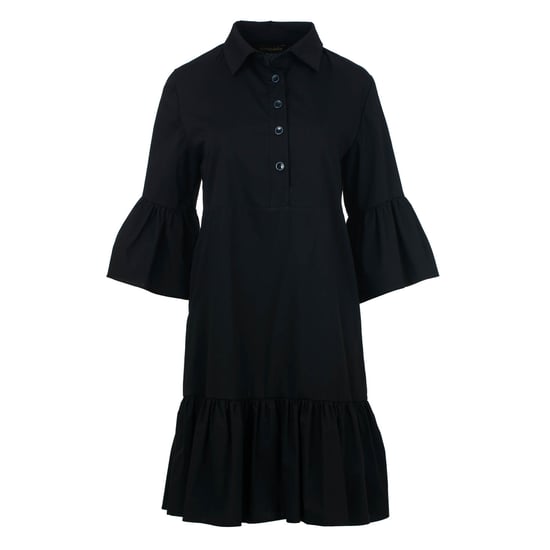 Vestido negro con mangas acampanadas y dobladillo con volantes - Image 1