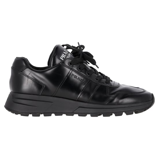 Prada Prax 01 Lace-Up Low-Top Sneakers in Black Calfskin Leather - Image 1