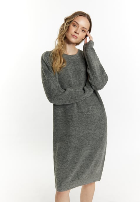 Dreimaster knitted dress women dark grey melange - Image 3