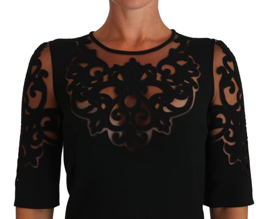 Vestido de cóctel negro con patrón de flores recortadas de Dolce & Gabbana - Image 3