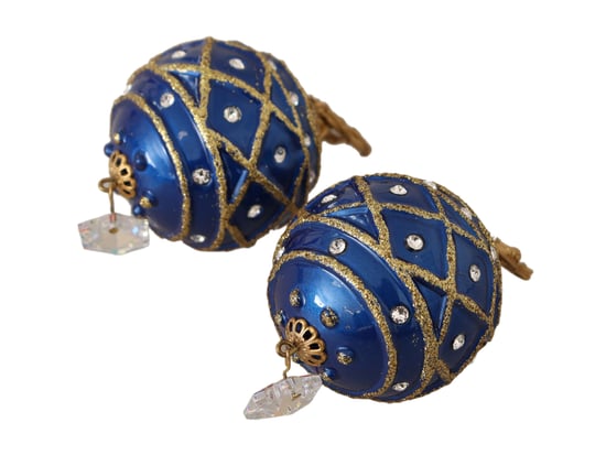 Pendientes de Clip en Forma de Bola de Navidad Azul de Cristal de Latón Dorado para Mujer de Dolce & Gabbana - Image 4