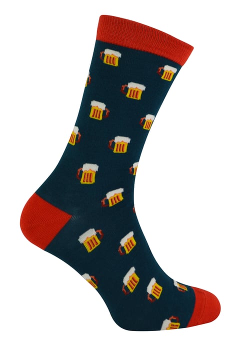 Mr Heron - Calcetines de bambú para hombre | Calcetines de rayas Argyle | Regalos para él - Cerveza (verde azulado) - Image 1