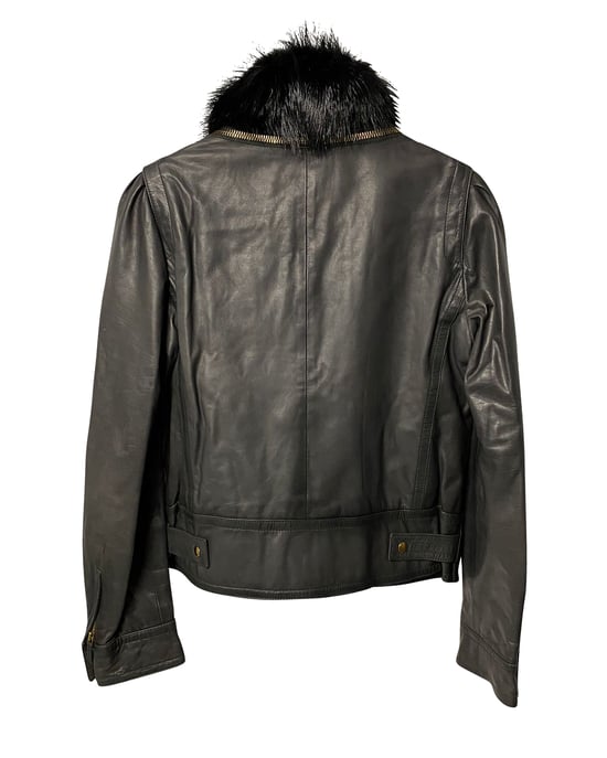 Gucci Jacket with Fur Collar Detail in Black Leather - Image 6