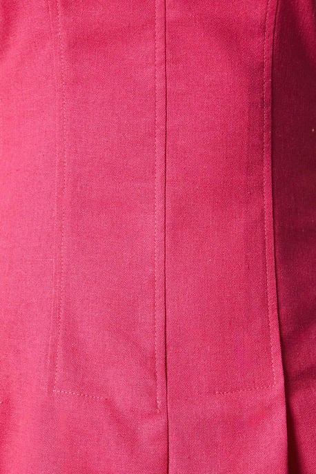 Linen Blend Pleat Detail Midi Dress