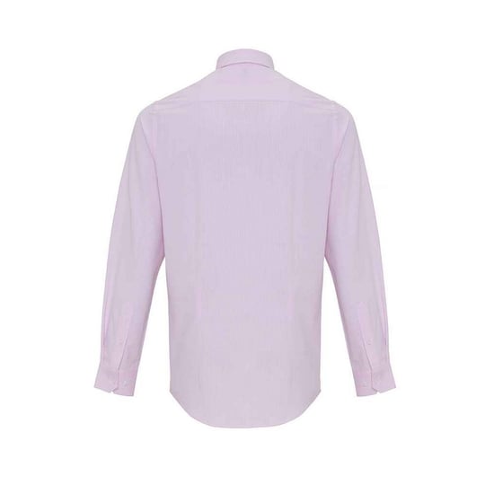 Premier Mens Striped Oxford Long-Sleeved Shirt (White/Pink) - Image 2