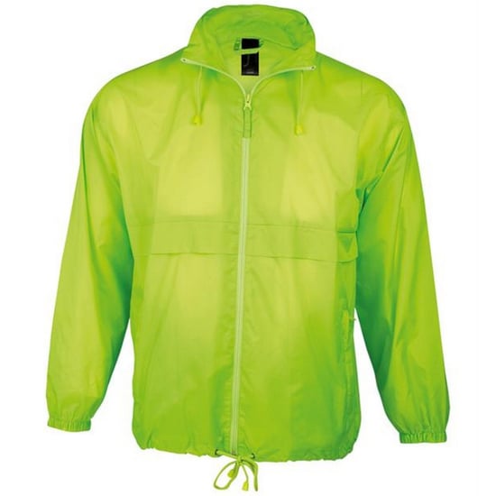 SOLS Unisex Surf Windbreaker Lightweight Jacket (Neon Green)