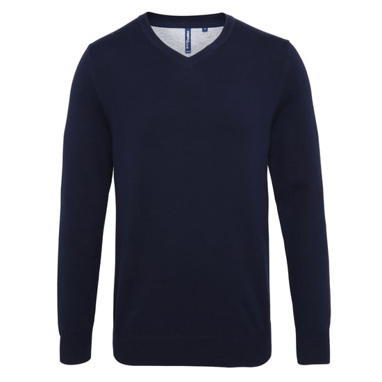 Asquith & Fox Mens Cotton Rich V-Neck Sweater (French Navy) - Image 1