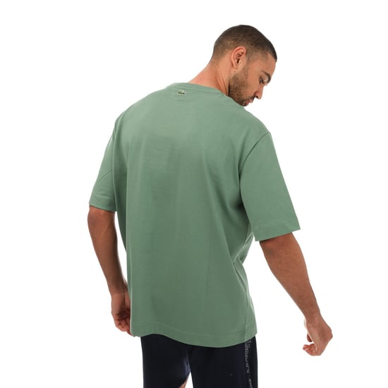 Men's Lacoste Loose Fit Large Crocodile Organic Cotton T-Shirt in Green