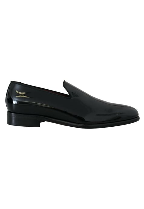 Dolce & Gabbana Men's Black Patent Slipper Loafers Slipon Shoes