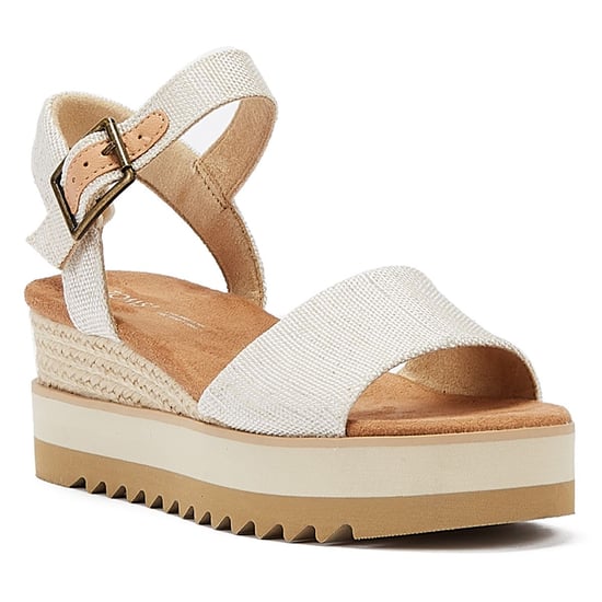 TOMS Diana Canvas Wedge Natural Women's White Sandals - Image 2