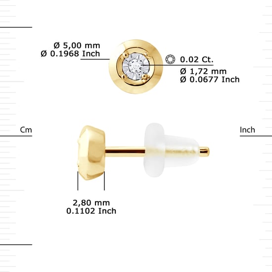 Diamond Stud Earrings 0.020 0.50 Cts Cts Illusion Yellow Gold