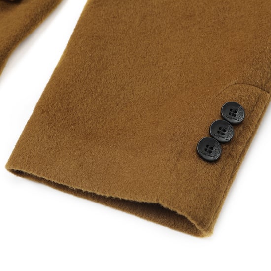 Men's Knee-Length Winter Wool Coat Slim Fit Turn-Down Collar Business Coats Khaki - Image 6