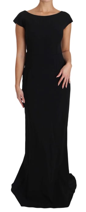 Vestido Largo Acampanado Ajustado Negro de Dolce & Gabbana - Image 3